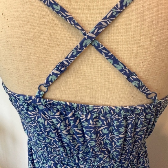 Old Navy Blue Floral  Print Midi Summer Dress Youth Womens S/XS 14 EUC - Picture 4 of 6